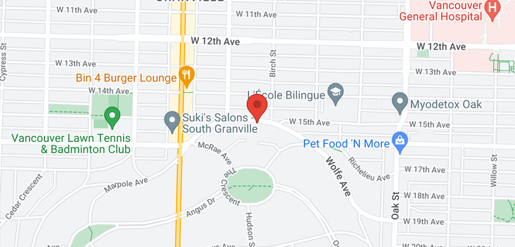 map of 1350 W 15TH AVENUE